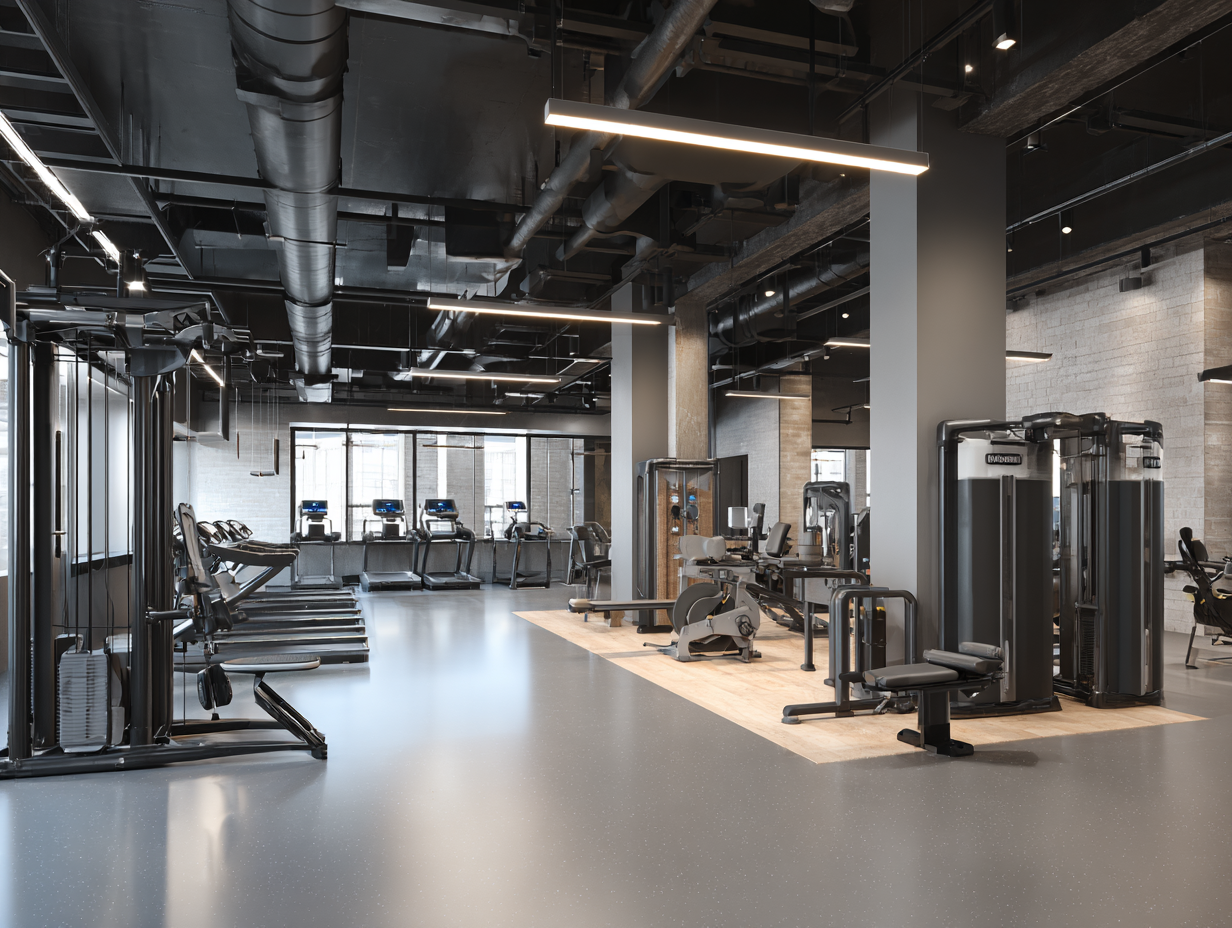 Сучасний тренувальний простір з різноманітним обладнанням